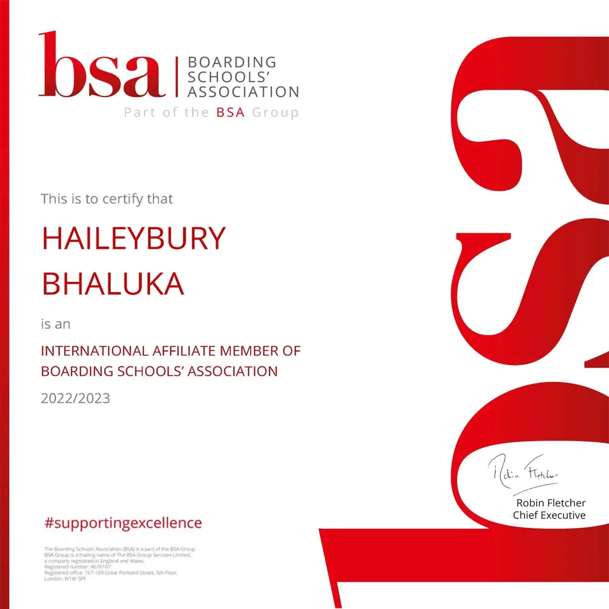 We are thrilled to announce that Haileybury Bhaluka has been granted approval by the prestigious Boarding Schools' Association (BSA)!