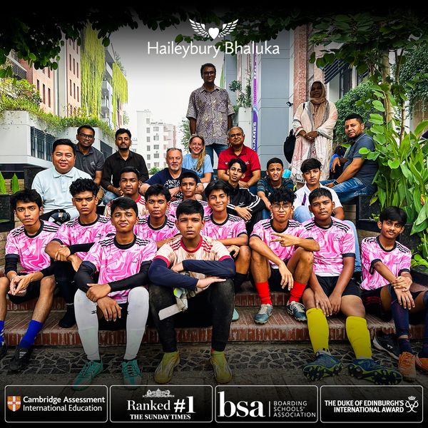 Haileybury Bhaluka U-16 football and chess teams